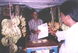 Sunil Paul distributing Gospel Tracts